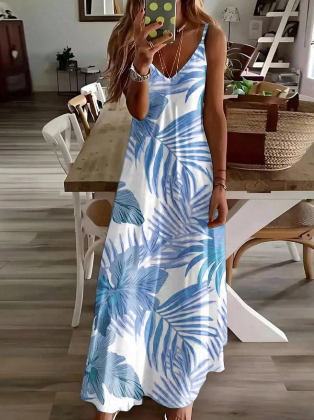 Island Palm Midi Casual Dress