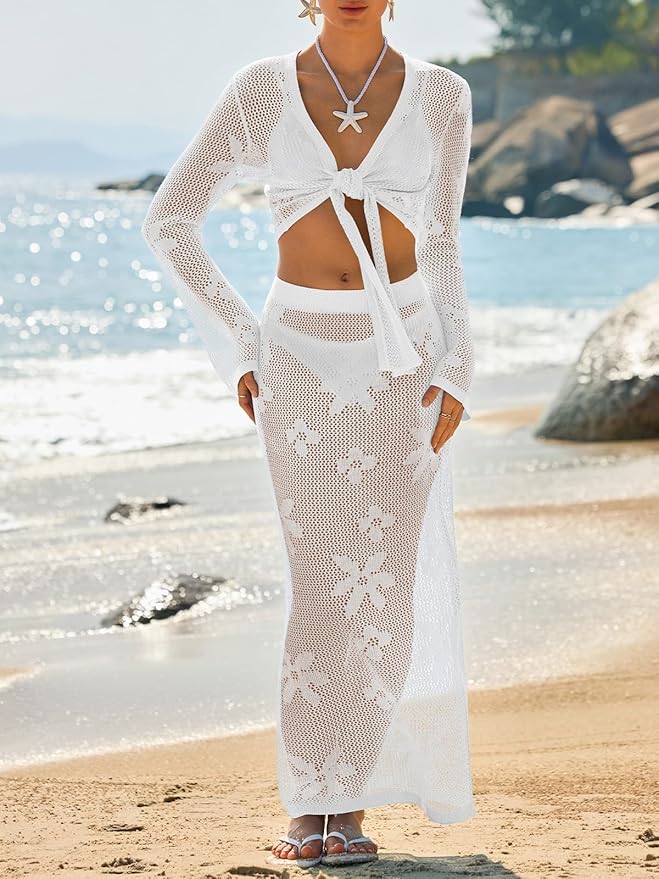 Womens Crochet Swim Cover